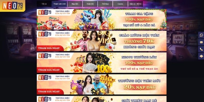 Tổng quan cách vận hành khuyến mãi NEO79 theo từng nhóm ưu đãi